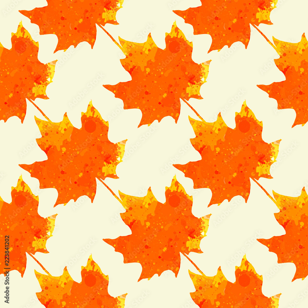 Fototapeta premium Watercolor maple leaves pattern