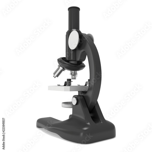Microscope Biology School Laboratory Equipment. Science Education Symbol. 3d render isolated on white