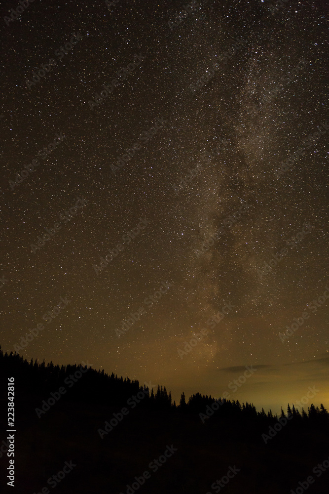 View on the milky way with mountains