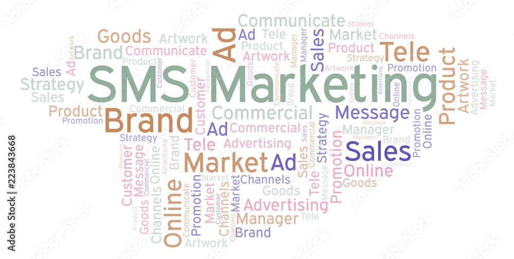 Word cloud with text SMS Marketing. Word cloud with text SMS Marketing.