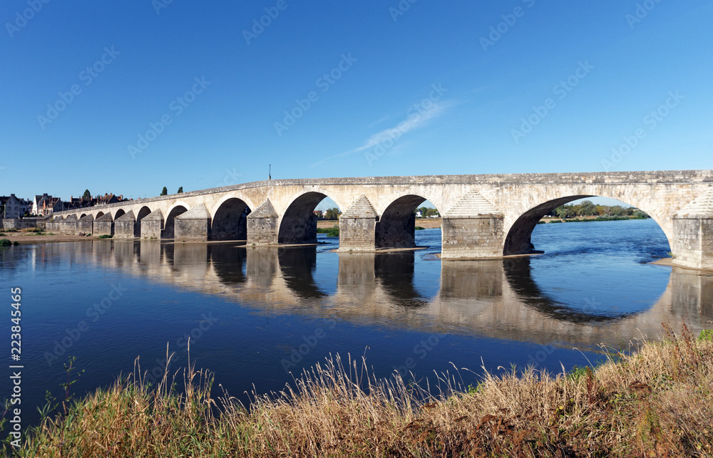 old bridge of Gien medieval city in Loire valley