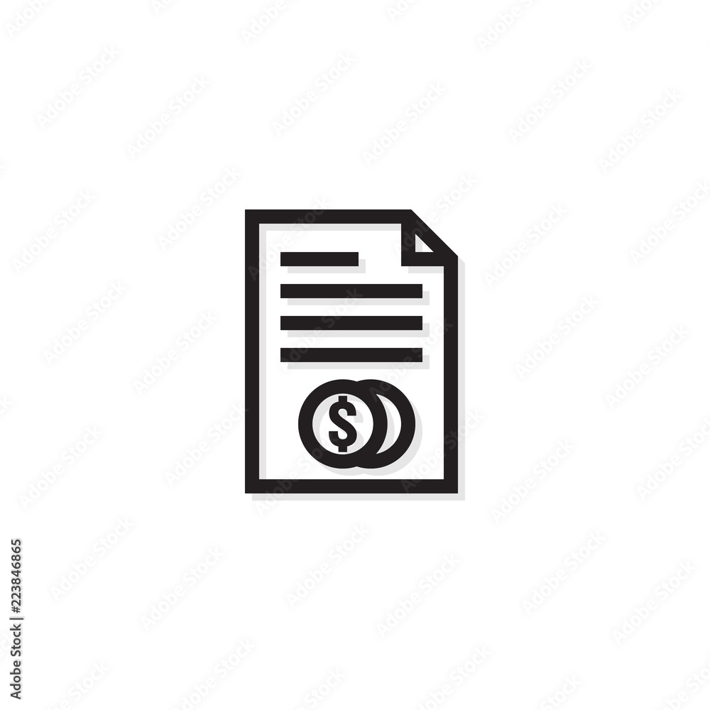 Accounting business management line Icon. Payment money dollar bill Invoice symbol. budget cost finance report document with chart. Small data concept. outline vector illustration design Accounting business management line Icon. Payment money dollar bill Invoice symbol. budget cost finance report document with chart. Small data concept. outline vector illustration design