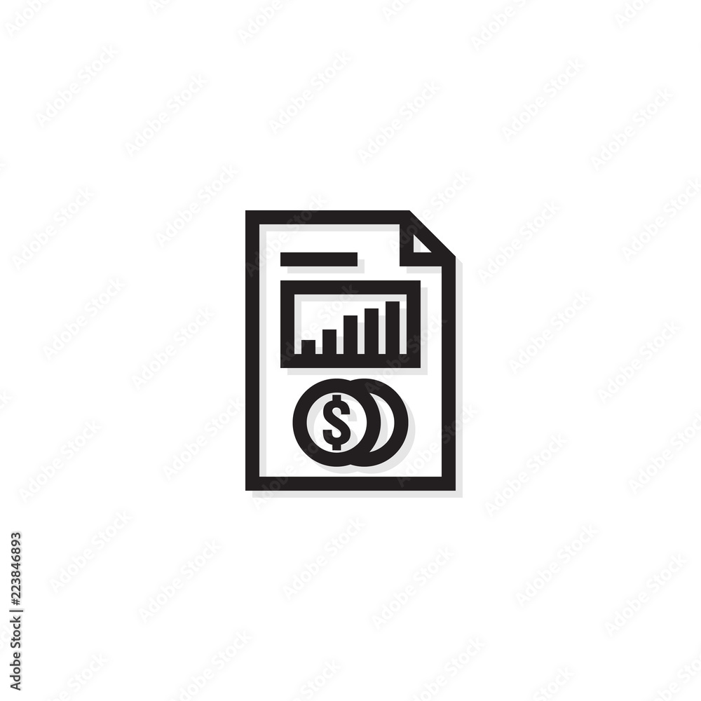 Accounting business management line Icon. Payment money dollar bill Invoice symbol. budget cost finance report document with chart. Small data concept. outline vector illustration design Accounting business management line Icon. Payment money dollar bill Invoice symbol. budget cost finance report document with chart. Small data concept. outline vector illustration design
