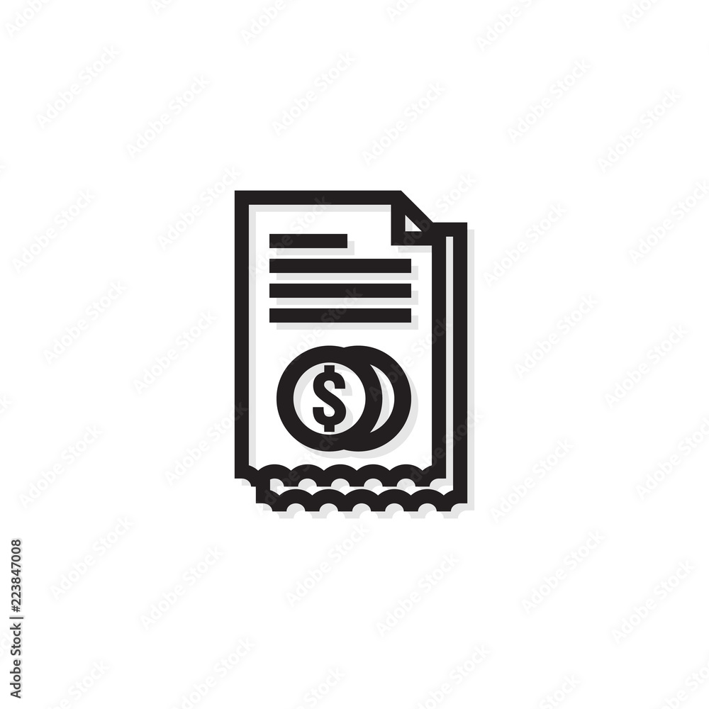 Accounting business management line Icon. Payment money dollar bill Invoice symbol. budget cost finance report document with chart. Small data concept. outline vector illustration design Accounting business management line Icon. Payment money dollar bill Invoice symbol. budget cost finance report document with chart. Small data concept. outline vector illustration design
