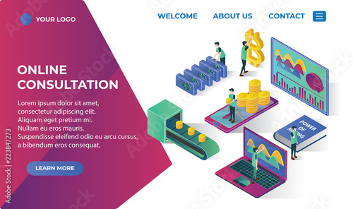 bitcoin mining isometric illustration2