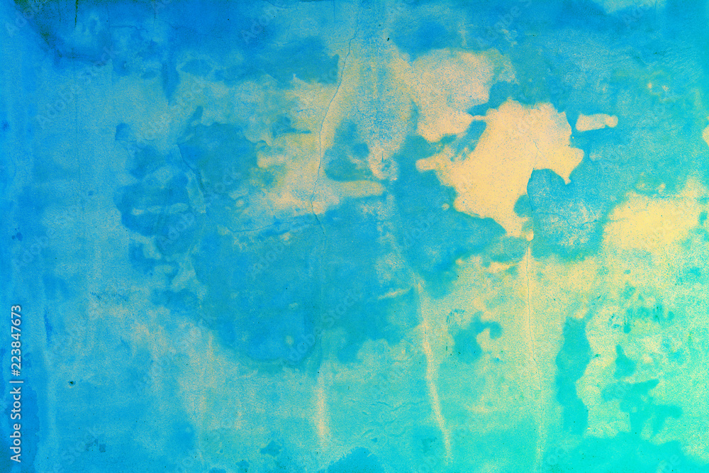 Colored concrete wall with rust and cracks