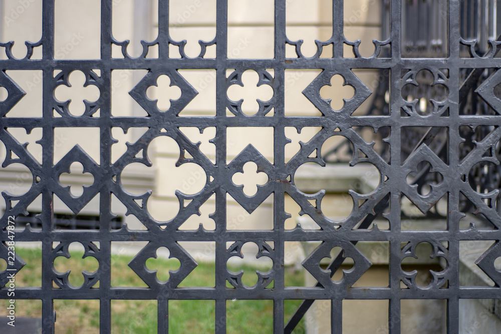 Steel fence with decorative elements Steel fence with decorative elements
