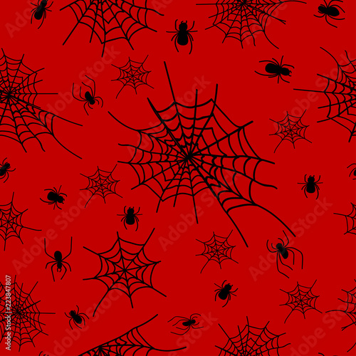 cobweb with spiders with a red color