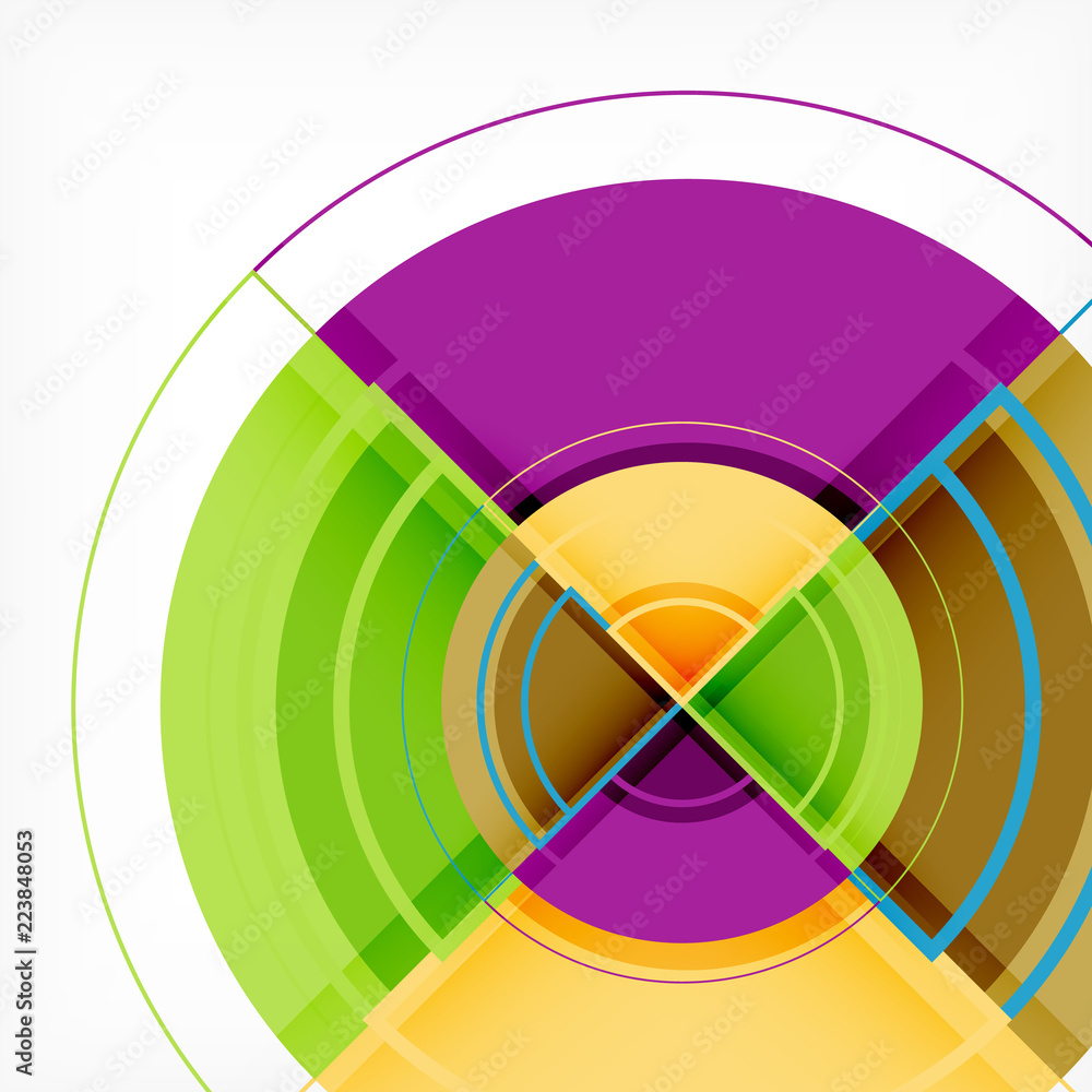 Obraz premium Creative circles geometric abstract background with 3d effect