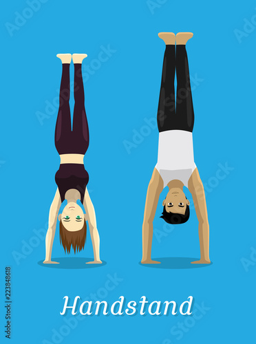 Manga Style Cartoon Yoga Handstand