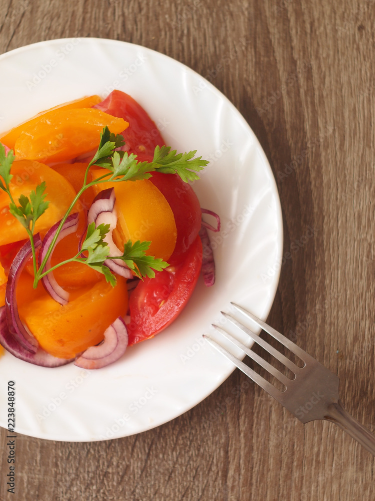 rustic salad from a tomato. rustic salad from a tomato.
