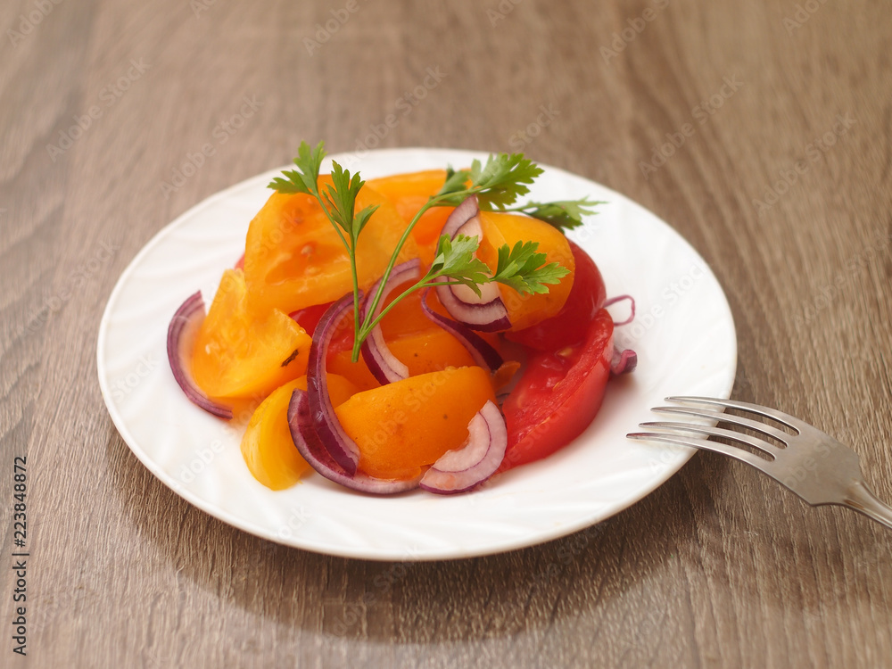 rustic salad from a tomato. rustic salad from a tomato.