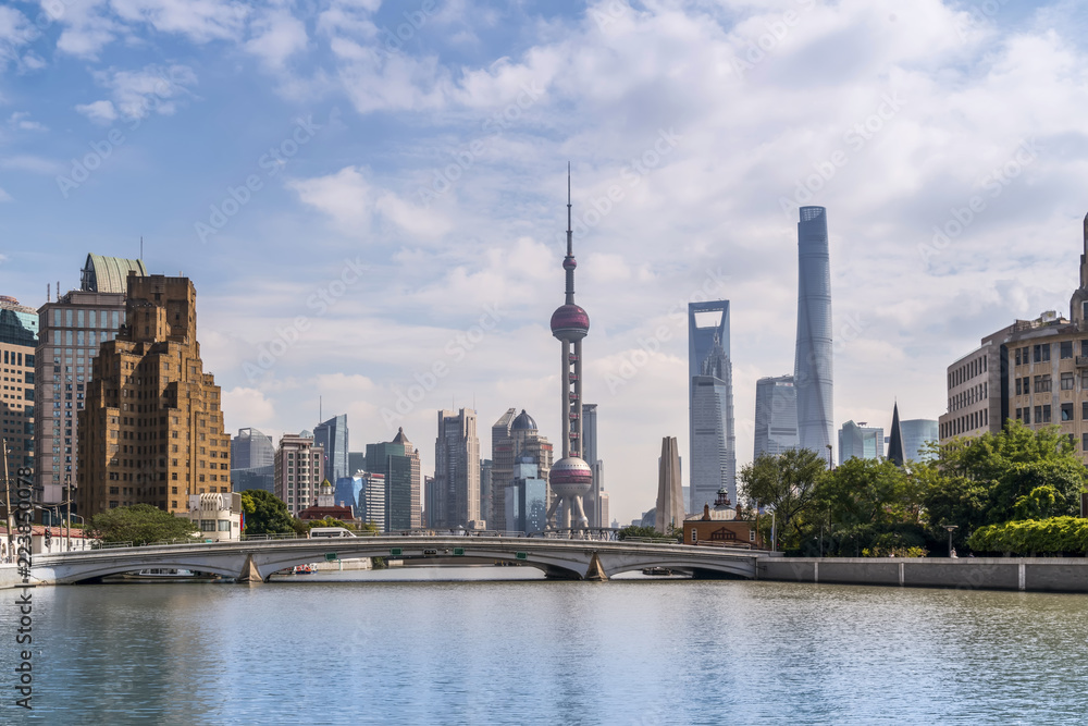 Fototapeta premium Shanghai Bund Lujiazui Building Landscape Skyline