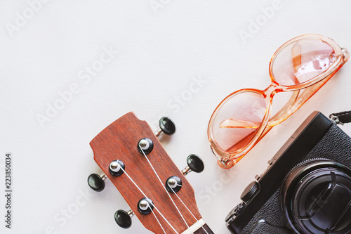 Ukulele with sunglasses and...