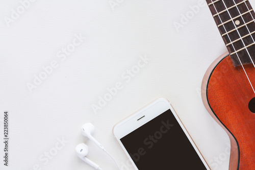Ukulele with smartphone and...