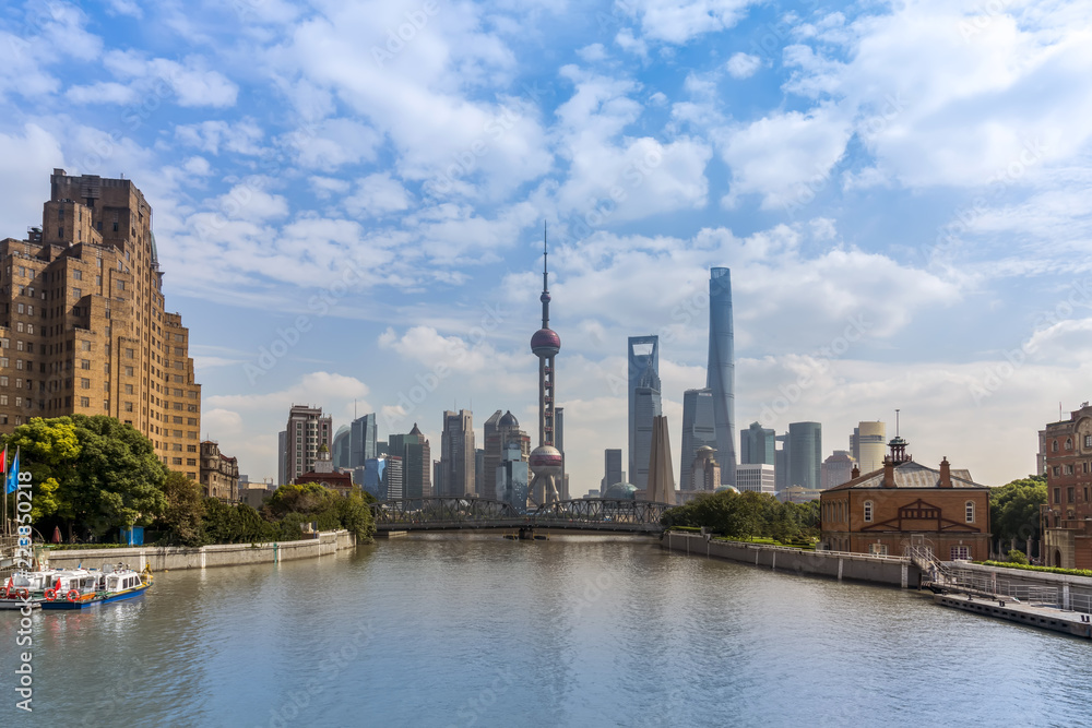 Εκτύπωση καμβά Shanghai Bund Lujiazui Building Landscape Skyline