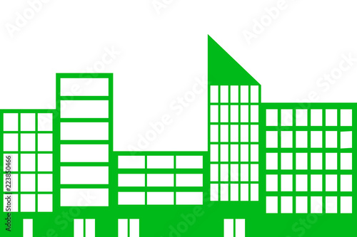 Silueta verde de una ciudad.