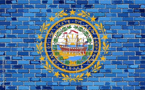 Flag of New Hampshire on a brick wall - Illustration, 
The flag of the state of New Hampshire on brick background