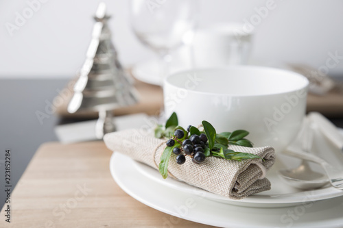 Christmas dinner table served