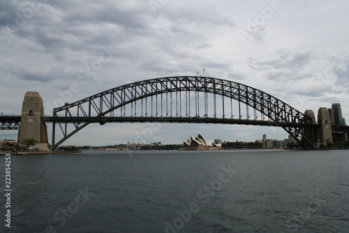 sydney harbour bridge, opera house in the background