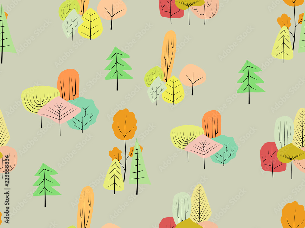Autumn forest  seamless pattern vector illustration