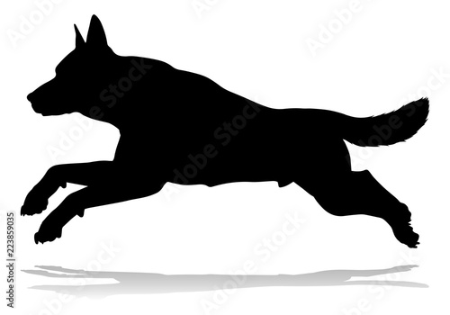 A detailed animal silhouette of a pet dog