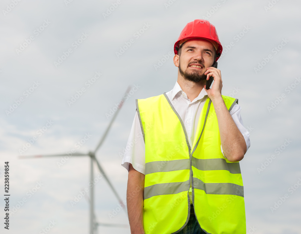 Concept of engineers and windmills Concept of engineers and windmills