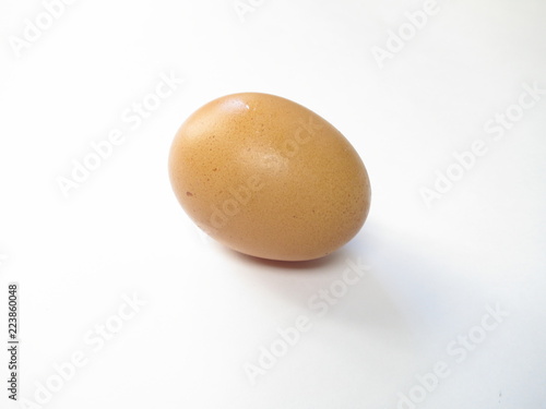 One chicken egg on white background