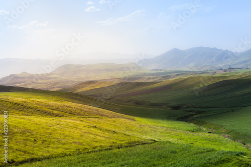 Landscape and nature around Qazvin and Tascht in Iran. One stop during a roadtrip in Iran. Abstract futuristic architectur in the middle of Tehran. photo