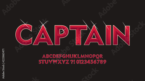 Vector superhero stylish. Cool Font. shining 3D Alphabet Letters, Numbers and Symbols