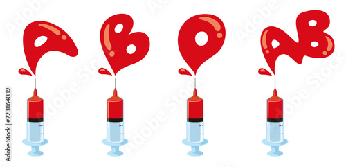 注射器と血液型アイコンA（コンパクト）