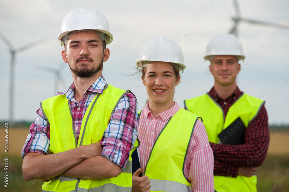 Concept of engineers and windmills Concept of engineers and windmills