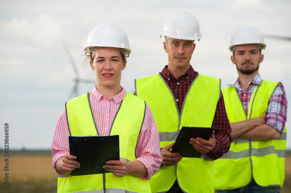 Concept of engineers and windmills Concept of engineers and windmills