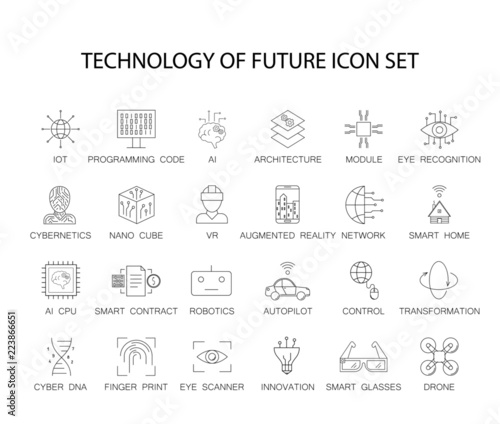 Line icons set. Technology of future pack. Vector illustration 