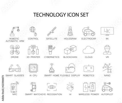 Line icons set. Technology pack. Vector illustration	