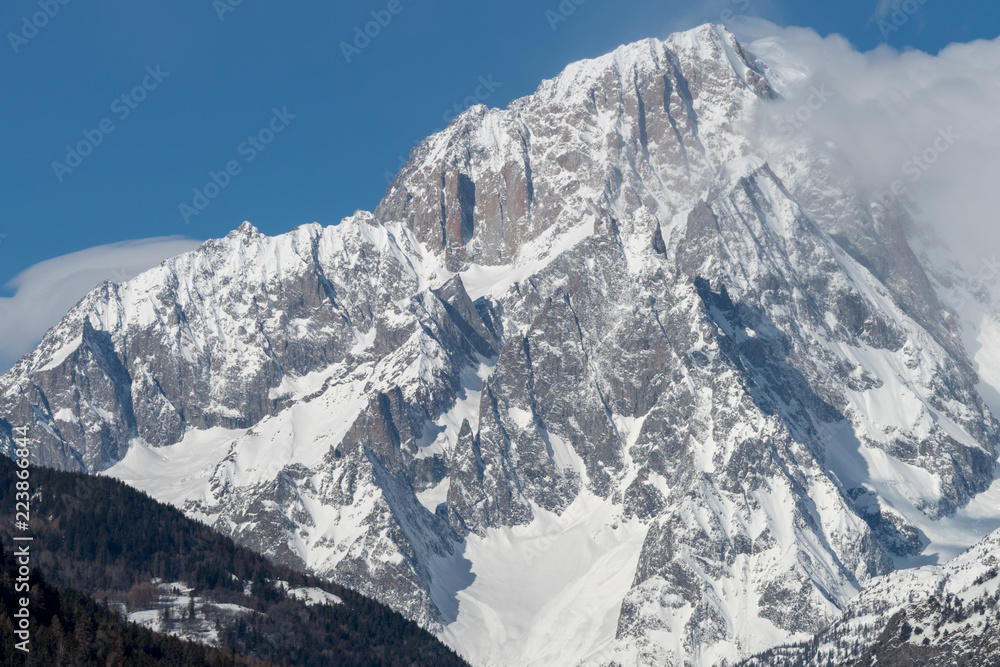 Mont Blanc de Courmayeur. Massive south-east face of the mountain