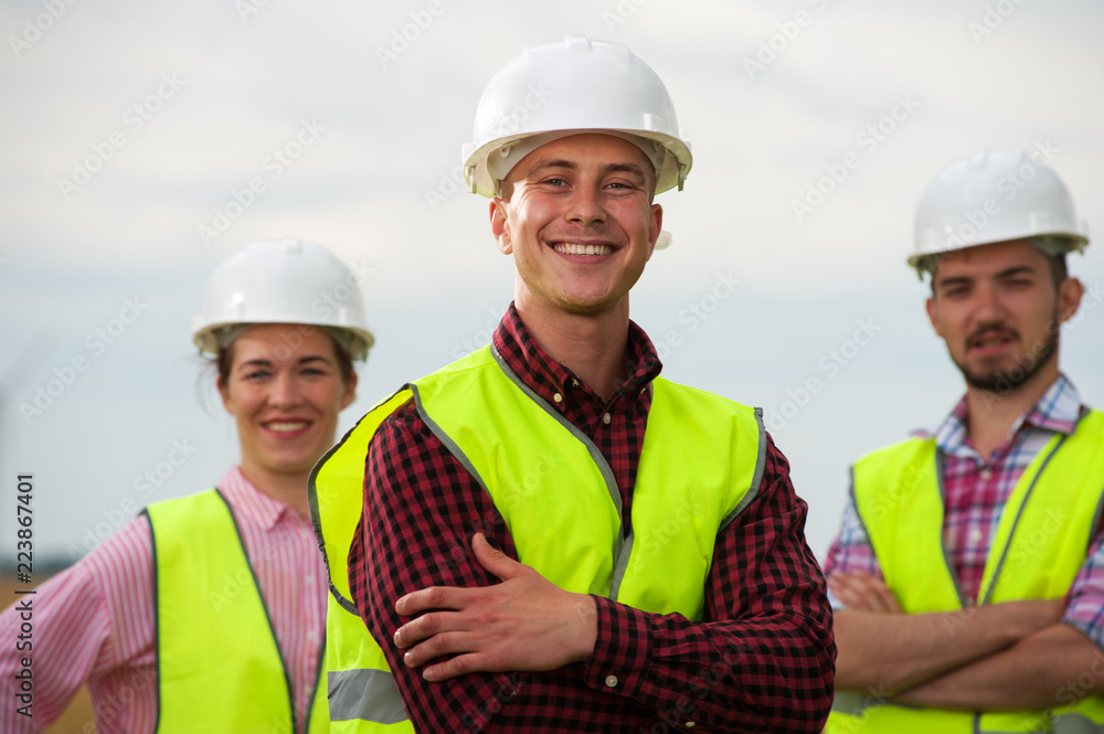 Concept of engineers and windmills Concept of engineers and windmills