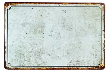 A old blank rusty metal sign with a copy space background for your text