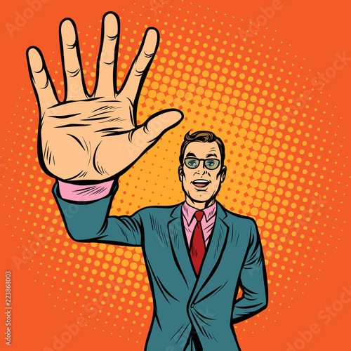 man high-five gesture