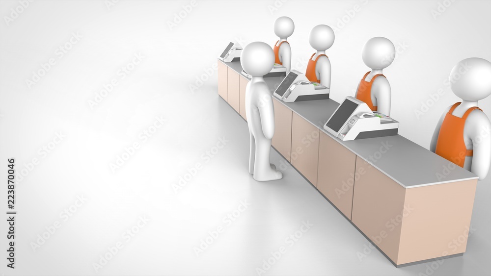 コンビニカウンターと店員と客 複数 右 Stock イラスト Adobe Stock