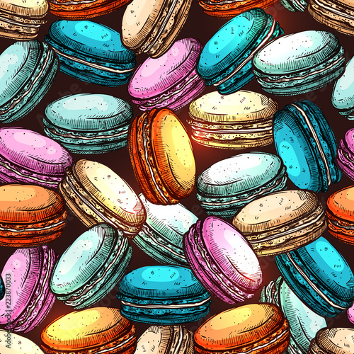Macaroons Hand Drawn Colorful Seampless Pattern