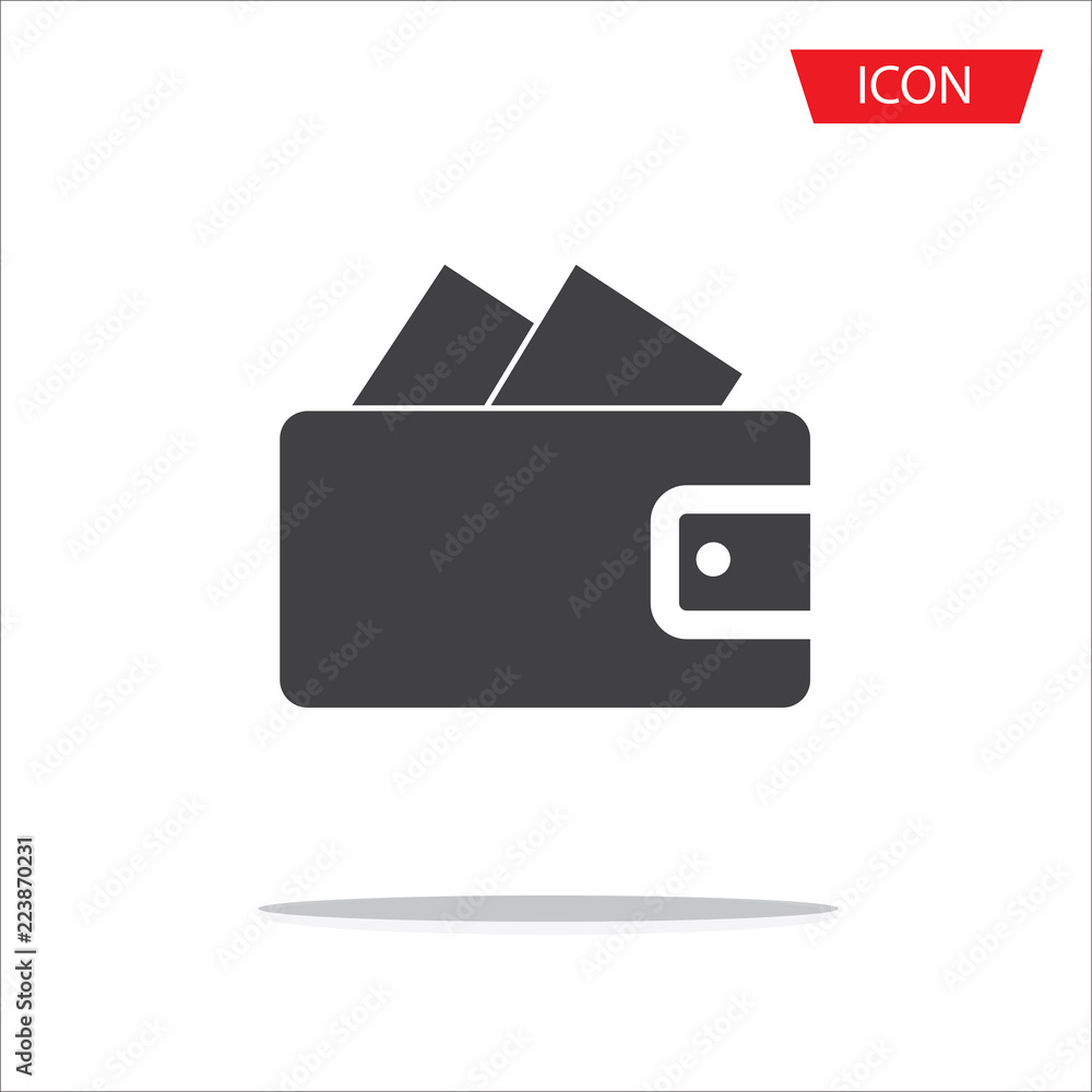Wallet icon sign isolated on white background. Wallet icon sign isolated on white background.