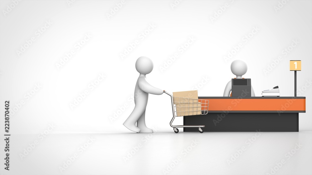 スーパーのレジ台と買い物客 正面 右 Stock イラスト Adobe Stock