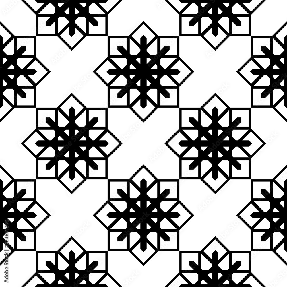 Design seamless monochrome snowflake pattern