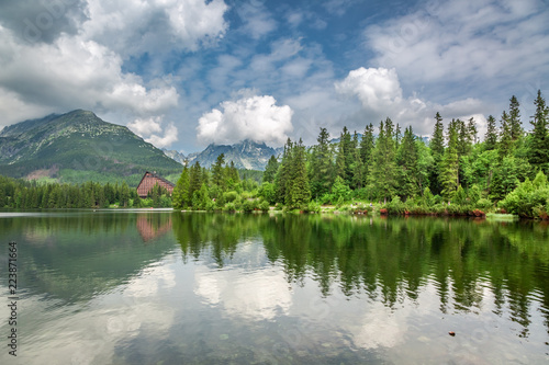 Stunning Strbske Pleso and mountain lake in Slovakia