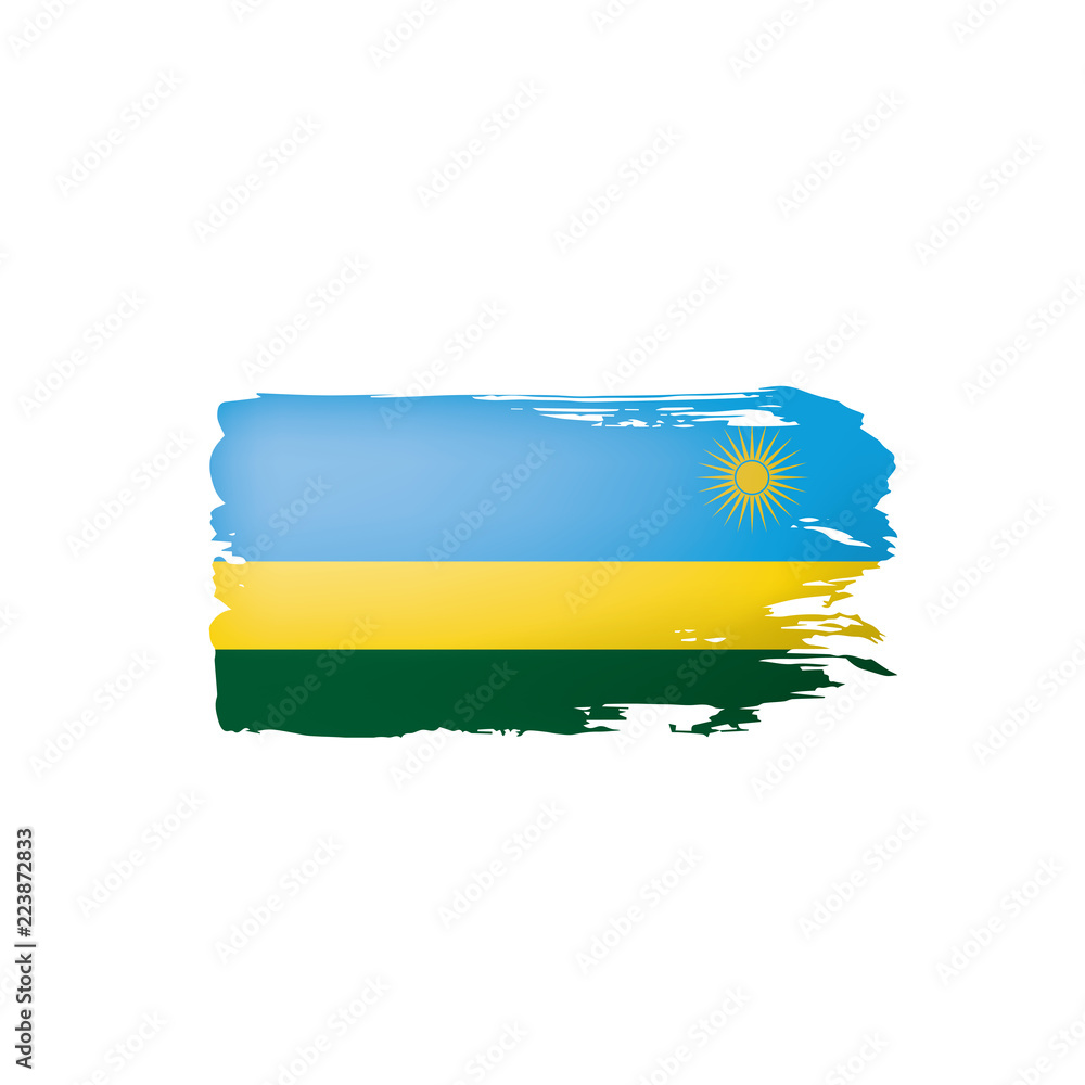 Fototapeta premium Rwanda flag, vector illustration on a white background.
