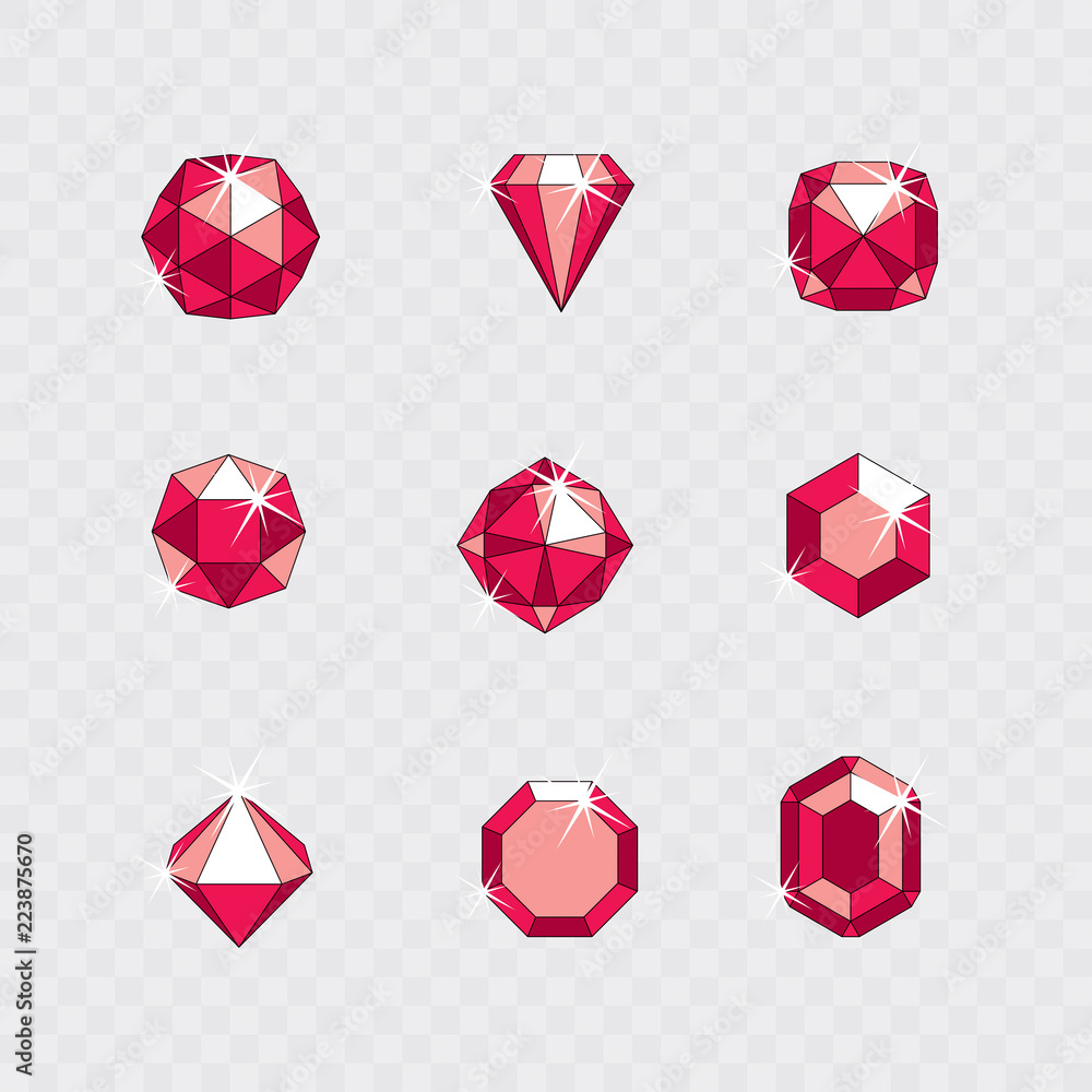 Set of vector shining gemstone design elements. Business identity abstract symbol Set of vector shining gemstone design elements. Business identity abstract symbol