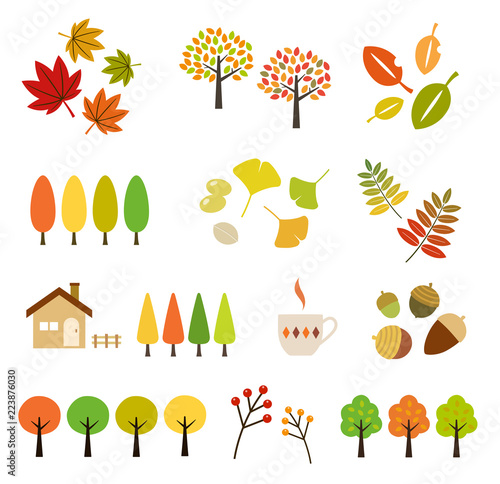秋の紅葉｜イラストセット