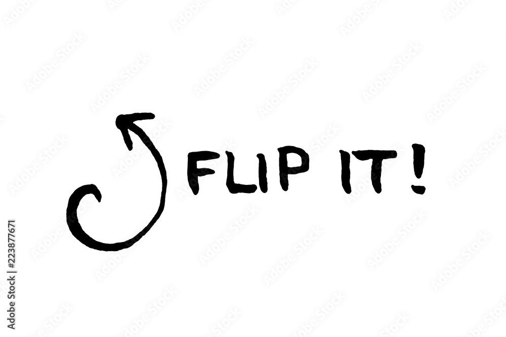 Handwritten text with arrow in black and white Handwritten text with arrow in black and white