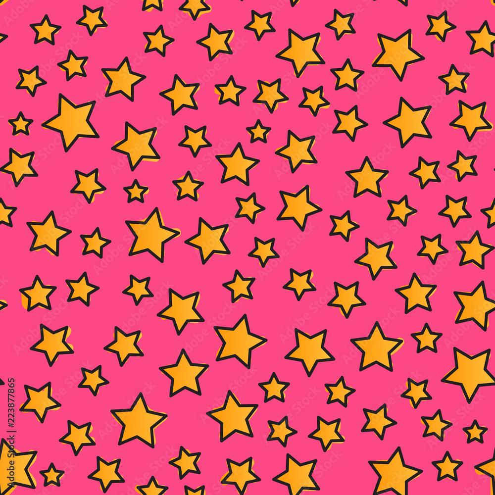 Seamless pattern. Modern Bright design for kids Vector Abstract cute star isolated on a pink background. Seamless pattern. Modern Bright design for kids Vector Abstract cute star isolated on a pink background.